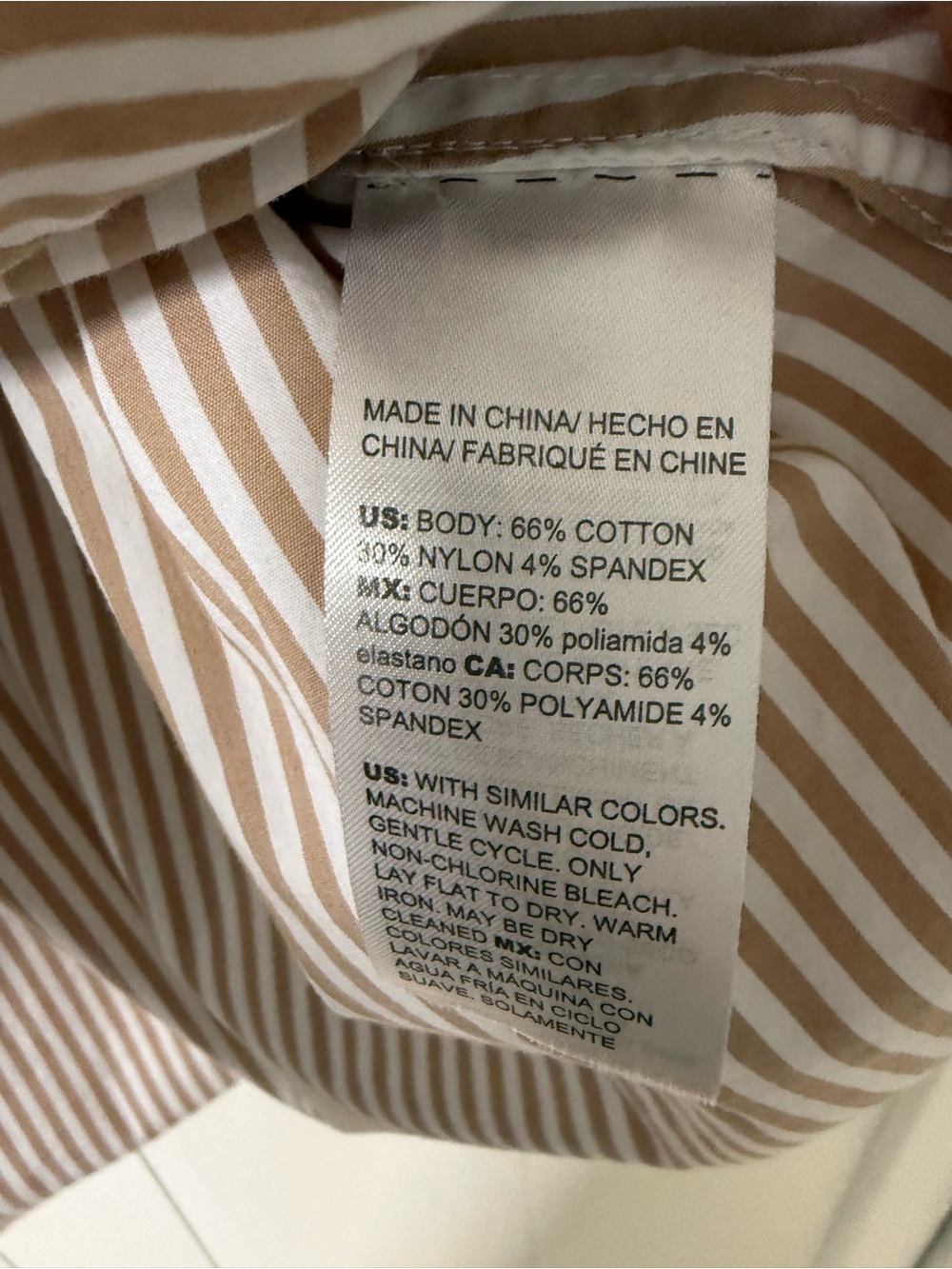 Chico's Beige and White Striped Button-Down Shirt - Picture 5 of 6